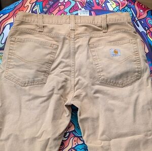 Carhartt Relaxed Fit Work Pants Tan Size 32x30 Cutoff High Water Style